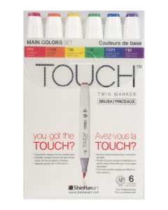 Набор маркеров  TOUCH BRUSH Main Colors 6цв. основные цвета
