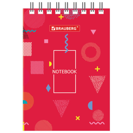 Блокнот МАЛЫЙ ФОРМАТ А7 75х105 мм, 40 л., гребень, картон, клетка, BRAUBERG, "Креатив", 129854 - Блокноты