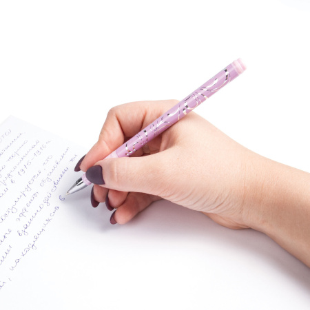 Ручка шариковая BRAUBERG "Flowertime", СИНЯЯ, корпус ассорти, узел 0,7 мм, линия письма 0,35 мм, 141539 - Ручки шариковые неавтоматические