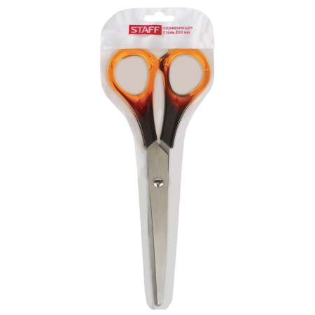 Ножницы STAFF "Basic" 200 мм, ручки под янтарь, ПВХ чехол с европодвесом, 236938 - Ножницы универсальные