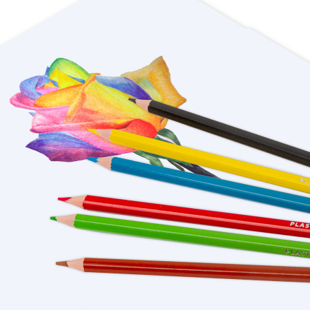 Карандаши цветные BRAUBERG PREMIUM, 6 цветов, пластиковые, шестигранные, грифель мягкий 3 мм, 181665 - Карандаши цветные