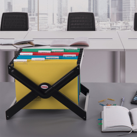 Подставка для подвесных папок BRAUBERG (Италия), до 40 папок А4/Foolscap, 410х285х310 мм, черная, 235344 - Подставки для подвесных папок