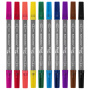 Фломастеры двусторонние BRAUBERG "PREMIUM" "DUAL-TIP", 10 шт., 10 цветов, два наконечника, картонная коробка с европодвесом, 151946 - Фломастеры классические