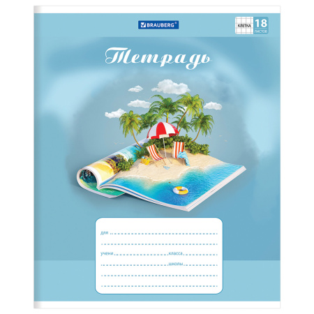 Тетрадь 18 л. BRAUBERG, клетка, обложка картон, WORLD IN BOOK, 402993 - Тетради 12-24 листов