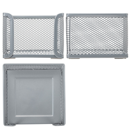 Подставка для бумажного блока BRAUBERG "Germanium" металлическая, 78*105*105 мм, серебристая, 231945 - Подставки канцелярские без наполнения