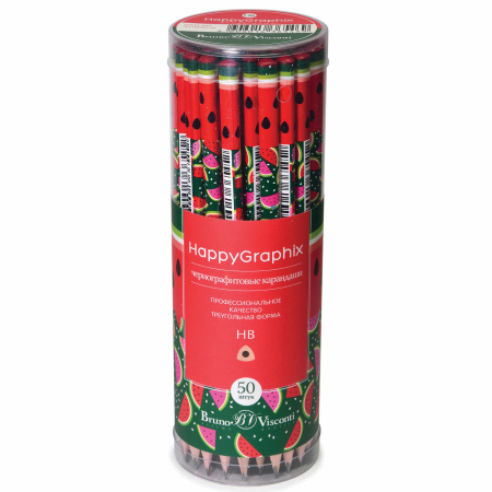 Карандаш чернографитный BRUNO VISCONTI "HappyGraphix", 1 шт., "Арбузы", HB, 21-0030/13 - Карандаши чернографитные