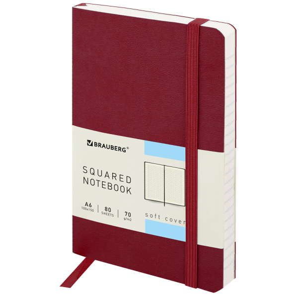 Блокнот МАЛЫЙ ФОРМАТ (100x150 мм) А6, BRAUBERG "Metropolis Ultra", под кожу, 80 л., клетка, красный, 111026 - Бизнес-блокноты и бизнес-тетради