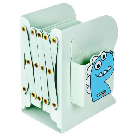 Подставка-держатель для книг и учебников BRAUBERG KIDS "Dino", с органайзером, раздвижная, металлическая, 238067 - Подставки для книг