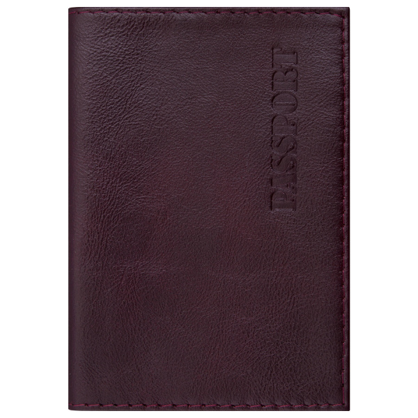 Обложка для паспорта натуральная кожа "Virginia", "PASSPORT", бордовая, BRAUBERG, 237187 - Обложки для паспорта