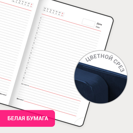 Ежедневник с магнитным клапаном недатированный, под кожу, А5, темно-синий, BRAUBERG "Magnetic X", 113279 - Ежедневники с покрытием "под кожу и ткань"