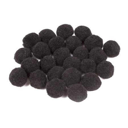 Помпоны для творчества, черные, 25 мм, 20 шт., ОСТРОВ СОКРОВИЩ, 661446 - Помпоны для творчества