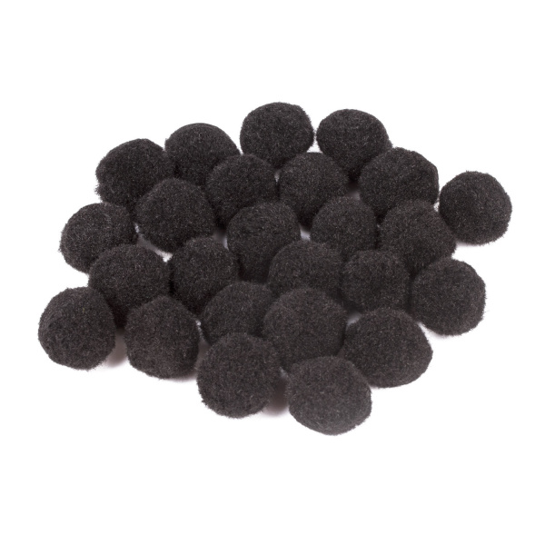 Помпоны для творчества, черные, 25 мм, 20 шт., ОСТРОВ СОКРОВИЩ, 661446 - Помпоны для творчества
