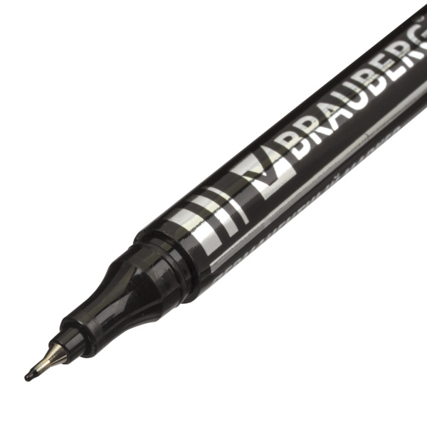Маркер перманентный BRAUBERG "Jet", ЧЕРНЫЙ, супертонкий металлический наконечник 0,5 мм,150507 - Маркеры перманентные