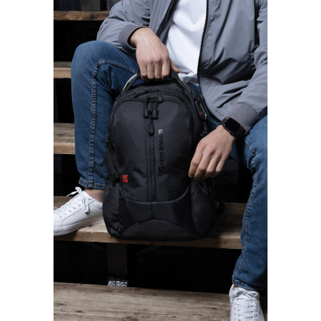 Рюкзак GERMANIUM "S-02" универсальный, с отделением для ноутбука, усиленная ручка, черный, 47х31х16 см, 226948 - Рюкзаки с отделением для ноутбука