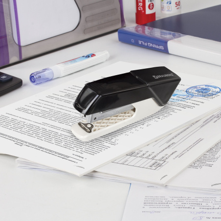 Степлер №24/6, 26/6 BRAUBERG "ADVANCED", до 20 листов, с антистеплером, черный, 228748 - Степлеры настольные