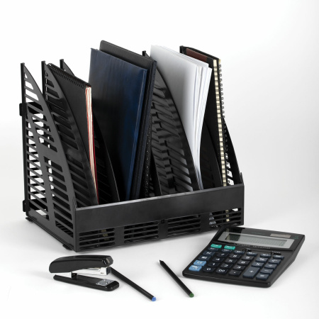 Лоток вертикальный для бумаг STAFF Basic, 245х320х285 мм, 6 отделений, сетчатый сборный, 100 - Лотки вертикальные (стойки-уголки)