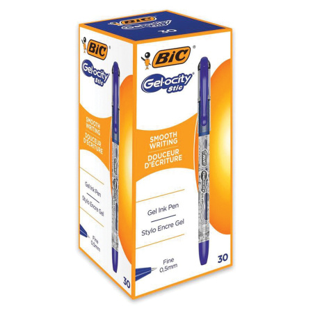 Ручка гелевая с грипом BIC "Gelocity Stic", СИНЯЯ, узел 0,5 мм, линия письма 0,29 мм, CEL1010265 - Ручки гелевые неавтоматические
