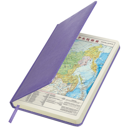 Ежедневник недатированный А5 138х213 мм BRAUBERG "Imperial" под кожу, 160 л., фиолетовый, 111854 - Ежедневники с покрытием "под кожу и ткань"