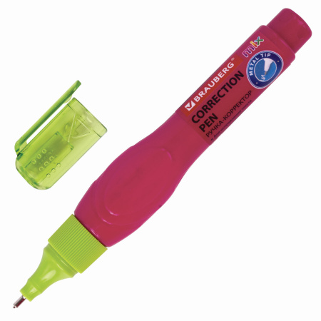 Ручка-корректор BRAUBERG MIX, 9 мл, металлический наконечник, ассорти, 229075 - Корректирующие ручки