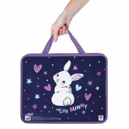 Папка на молнии с ручками ЮНЛАНДИЯ А4, 1 отделение, пластик, ширина 80 мм, "Fluffy Tail", 271459 - Папки-сумки с ручками