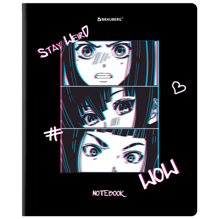 Тетрадь А5, 48 л., BRAUBERG, скоба, клетка, глянцевый лак, "Аниме", 1 шт, 404347 - Тетради 40-48 листов