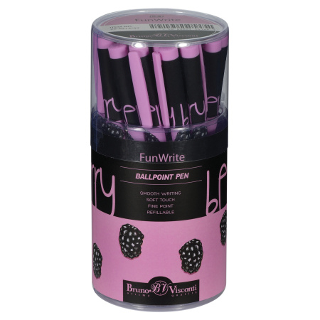 Ручка шариковая BRUNO VISCONTI FunWrite, СИНЯЯ, "Ягоды. Графика. Ежевика", линия письма 0,38 мм, 20-0212/97 - Ручки шариковые неавтоматические