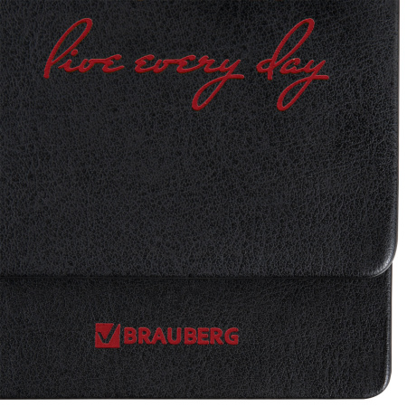 Планинг датированный 2024 305х140 мм, BRAUBERG "Chameleon", под кожу, черный/красный, 114818 - Планинги