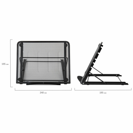 Подставка для книг, ноутбуков, планшетов, BRAUBERG "Germanium", 240х195х20 мм, черная, металл, 237987 - Подставки для книг