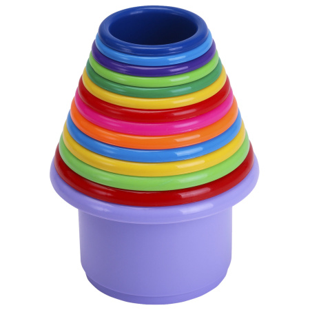 Пирамидка пластиковая "Радужная", большая, высота 64 см, 14 разноцветных форм, РЫЖИЙ КОТ, И-0352 - Настольные игры