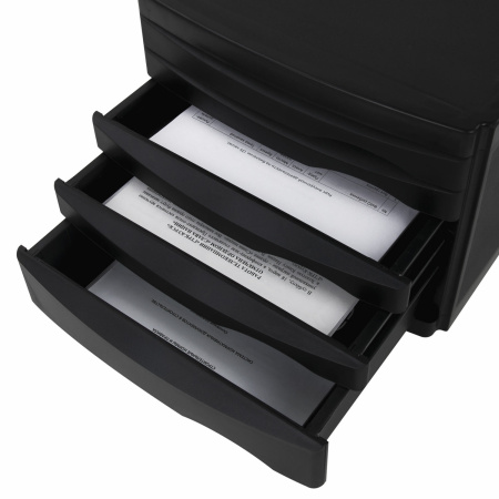 Бокс с 5 выдвижными лотками, корпус чёрный, лотки черные, 235х300х355 мм, BRAUBERG "Office-Expert", 238043 - Блоки закрытых лотков для бумаг