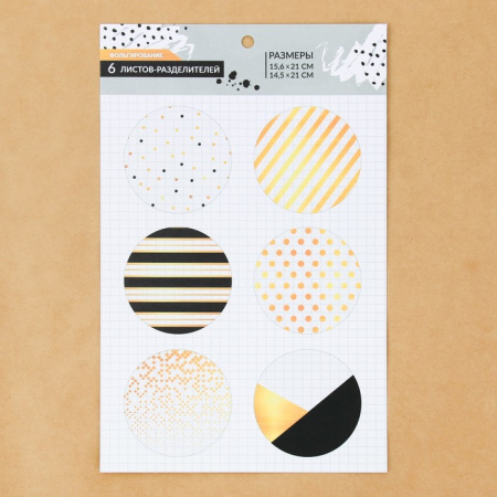 Набор ацетатных разделителей с фольгированием для планера «Чёрно-белое настроение», 6 листов, размер 16*25 см - Разделители для планера