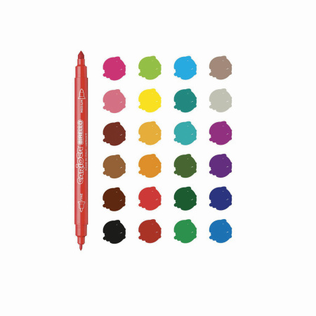 Фломастеры двухсторонние CARIOCA (Италия) "Birello", 24 цвета, суперсмываемые, 41521 - Фломастеры классические