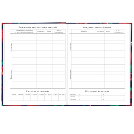 Дневник 5-11 класс 48 л., твердый, BRAUBERG, глянцевая ламинация, с подсказом, "Гранаты", 106621 - Дневники для старших классов