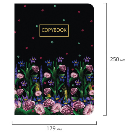 Тетрадь 60 л. в точку обложка SoftTouch, фольга, бежевая бумага 70 г/м2, сшивка, В5 (179х250 мм), FLORET, BRAUBERG, 403828 - Тетради более 60 листов