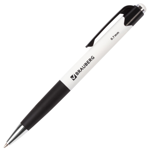 Ручка шариковая автоматическая с грипом BRAUBERG "Concept", СИНЯЯ, корпус ассорти, узел 0,7 мм, линия письма 0,35 мм, 141156 - Ручки шариковые автоматические