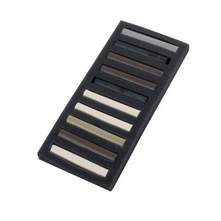 Набор сухих художественных графических материалов "Ладога": соус ассорти цветов 10 мелков - Мел, графит, сепия, сангина, соус, уголь художественные