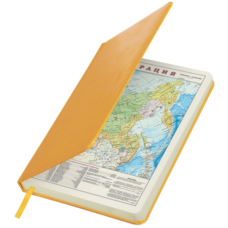 Ежедневник недатированный А5 138х213 мм BRAUBERG "Imperial" под кожу, 160 л., желтый, 111858 - Ежедневники с покрытием "под кожу и ткань"