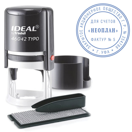 Печать самонаборная 1-круг, оттиск D=42, синий, TRODAT IDEAL 46042DB-R1, крышка, КАССА В КОМПЛЕКТЕ, 161483 - Печати круглые самонаборные