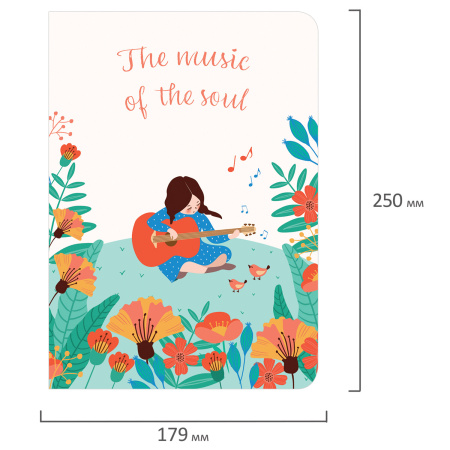 Тетрадь 60 л. в клетку обложка SoftTouch, бежевая бумага 70 г/м2, сшивка, В5 (179х250 мм), ГАРМОНИЯ, BRAUBERG, 1403816 - Тетради более 60 листов