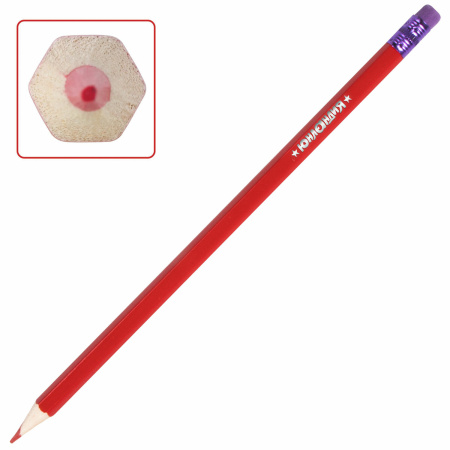 Карандаши цветные деревянные стираемые с ластиком ЮНЛАНДИЯ "ЮНЫЙ ВОЛШЕБНИК", 12 цветов, 181578 - Карандаши цветные