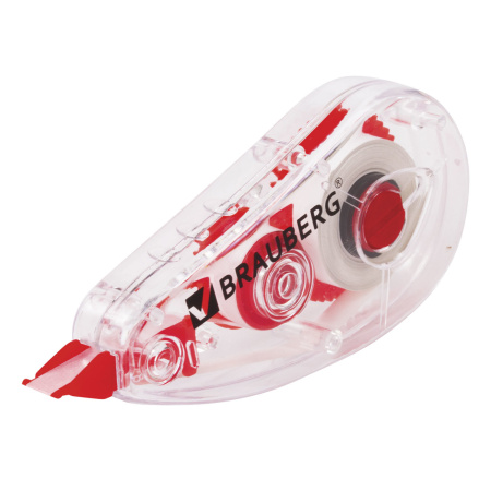 Корректирующая лента BRAUBERG "Red Power", 5 мм х 6 м, корпус прозрачный, механизм перемотки, европодвес, 220641 - Корректирующие ленты
