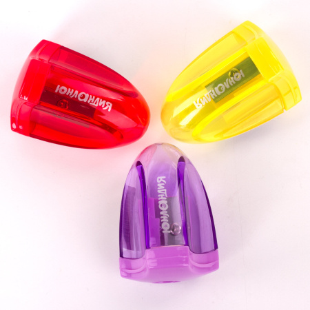 Точилка ЮНЛАНДИЯ "Спутник", с контейнером, пластиковая, корпус ассорти, 228447 - Точилки ручные