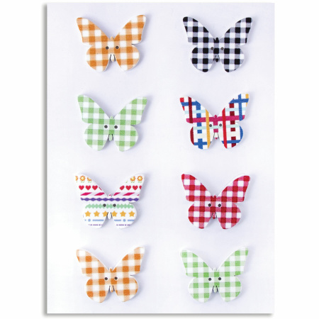 Наклейки деревянные БАБОЧКИ, 8 штук, ассорти, ОСТРОВ СОКРОВИЩ, 662285 - Наклейки для творчества