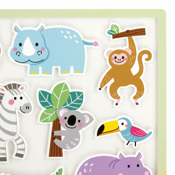 Наклейки обучающие тематические из EVA "Животные Африки", 20х40 см, многоразовые, ЮНЛАНДИЯ, 663770 - Наклейки