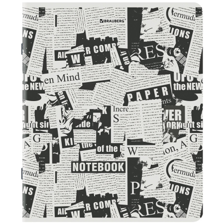 Тетрадь А5, 48 л., BRAUBERG, скоба, клетка, TWIN-лак, "Газета" (микс в спайке), 404356 - Тетради 40-48 листов