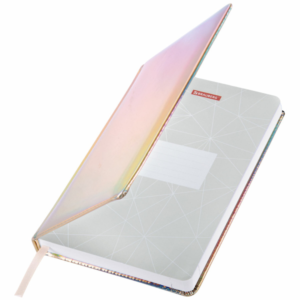 Ежедневник недатированный А5 138х213 мм BRAUBERG "Holiday" под кожу, 136 л., серебристый, 111867 - Ежедневники с покрытием "под кожу и ткань"