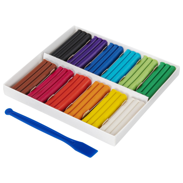 Пластилин мягкий восковой BRAUBERG KIDS, 12 цветов, 180 г, со стеком, 106495 - Пластилин