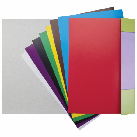 Картон цветной А4 МЕЛОВАННЫЙ (глянцевый), 8 листов 8 цветов, в папке, ЮНЛАНДИЯ, 200х290 мм, "ЮНЛАНДИК В ГОРАХ", 129565 - Цветной и белый картон