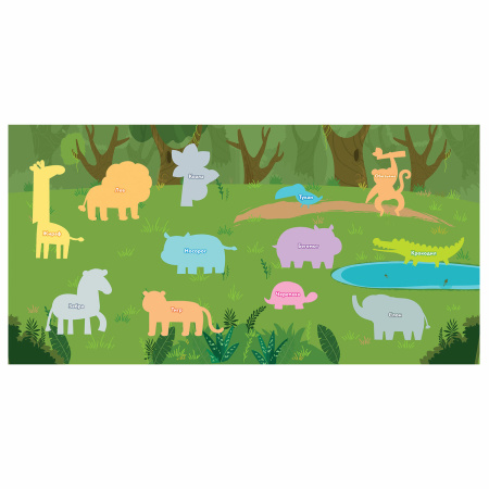 Наклейки обучающие тематические из EVA "Животные Африки", 20х40 см, многоразовые, ЮНЛАНДИЯ, 663770 - Наклейки