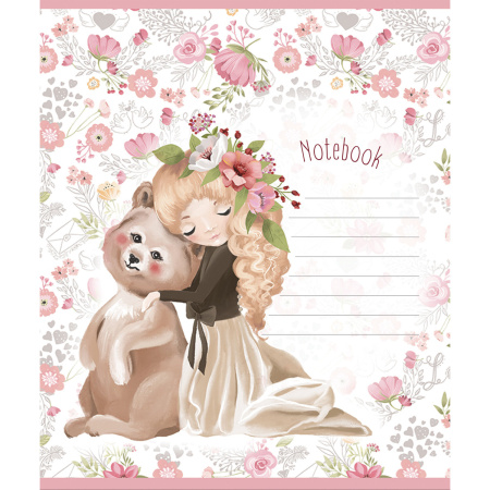 Тетрадь 12 л., ПЗБМ, клетка, фольга, "Нежность" (5 видов), 017446 - Тетради 12-24 листов